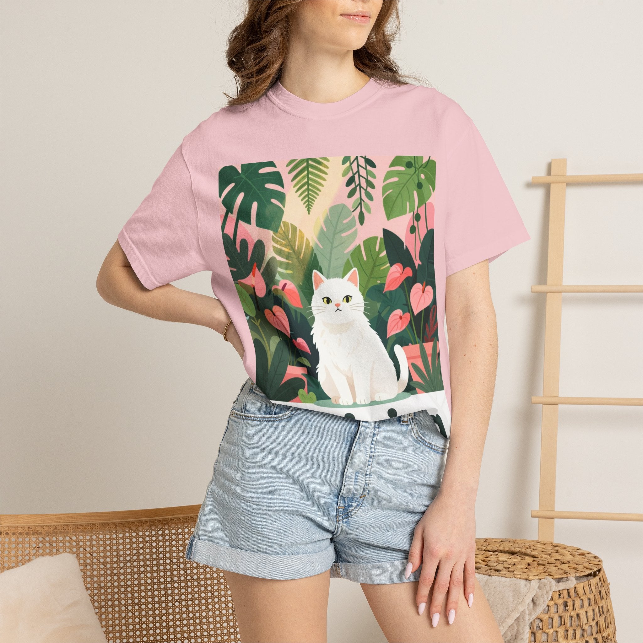 Thriving Cat Tee — Floral Plant Graphic T-Shirt